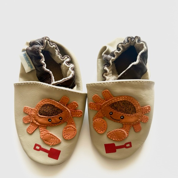 Robeez Other - Robeez Cream Leather Crab Slip-On Shoes with Orange Appliqué